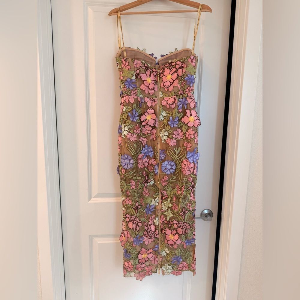 Bronx and Banco Strapless Floral Dress in Pink, Purple, Green - Picture 9 of 13
